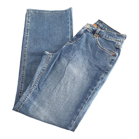 Y2K Christopher Blue Cowgirl Glam‎ Rhinestone Denim Jeans Mid-Rise Straight Leg - Picture 4 of 13